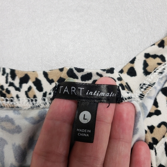 tart intimates cheetah print long sleeve pajama shirt women's size large - Picture 4 of 8